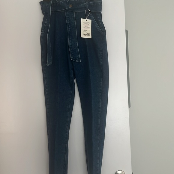 NWT SEZANE -Leandro Blue Denim Jeans with Tie Belt - Picture 5 of 10
